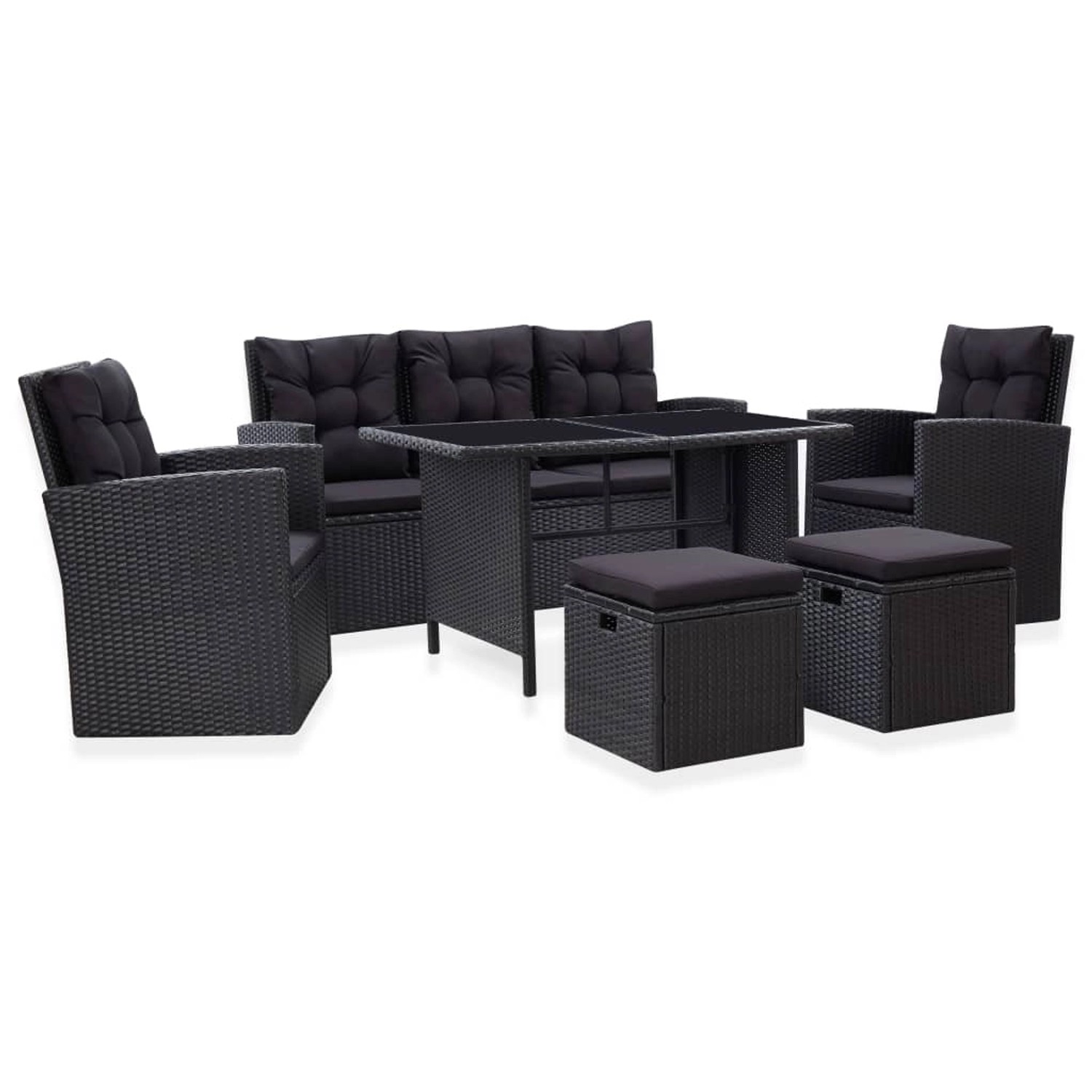 vidaXL 6-tlg Garten-Lounge-Set mit Kissen Poly Rattan Schwarz Modell 14 vidaXL 6-tlg Garten-Lounge-Set mit Kissen Poly Rattan Schwarz Modell 14 von VIDAXL