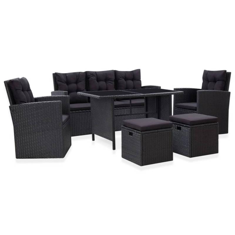 vidaXL 6-tlg Garten-Lounge-Set mit Kissen Poly Rattan Schwarz Modell 14 von VIDAXL