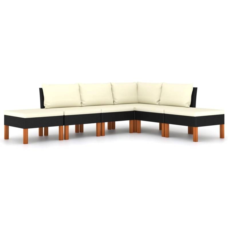 vidaXL 6-tlg Garten-Lounge-Set mit Kissen Poly Rattan Schwarz Modell 2 von VIDAXL