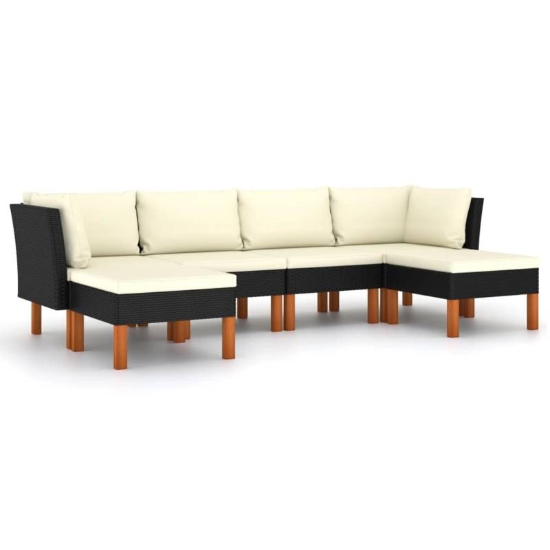 vidaXL 6-tlg Garten-Lounge-Set mit Kissen Poly Rattan Schwarz Modell 3 von VIDAXL