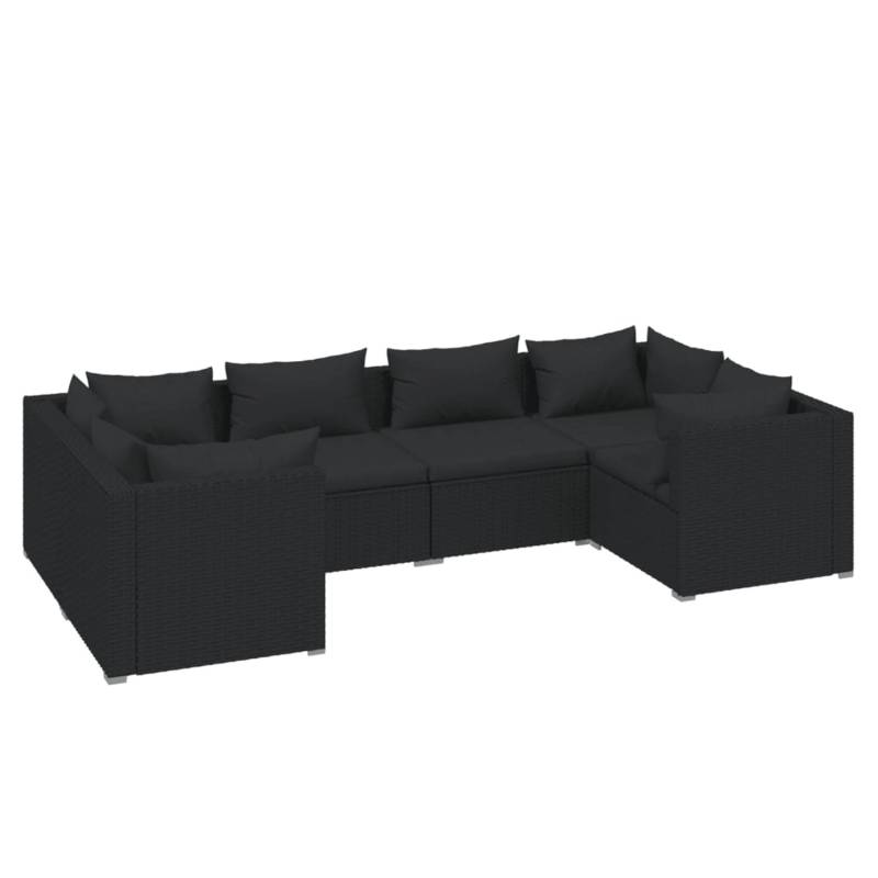 vidaXL 6-tlg Garten-Lounge-Set mit Kissen Poly Rattan Schwarz Modell 46 von VIDAXL