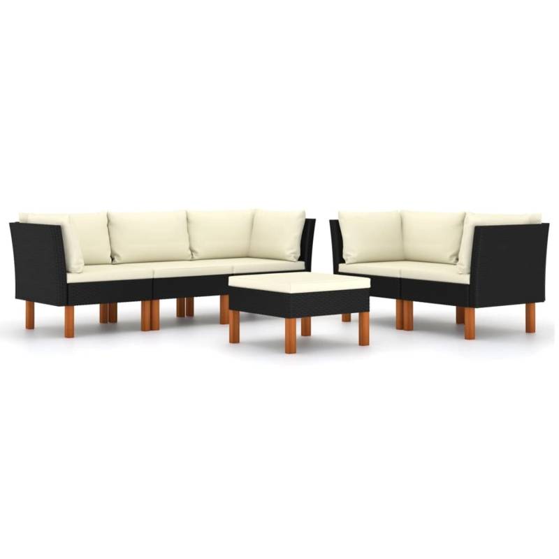 vidaXL 6-tlg Garten-Lounge-Set mit Kissen Poly Rattan Schwarz Modell 5 von VIDAXL
