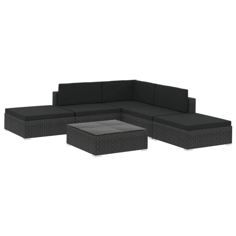 vidaXL 6-tlg Garten-Lounge-Set mit Kissen Poly Rattan Schwarz Modell 67 von VIDAXL
