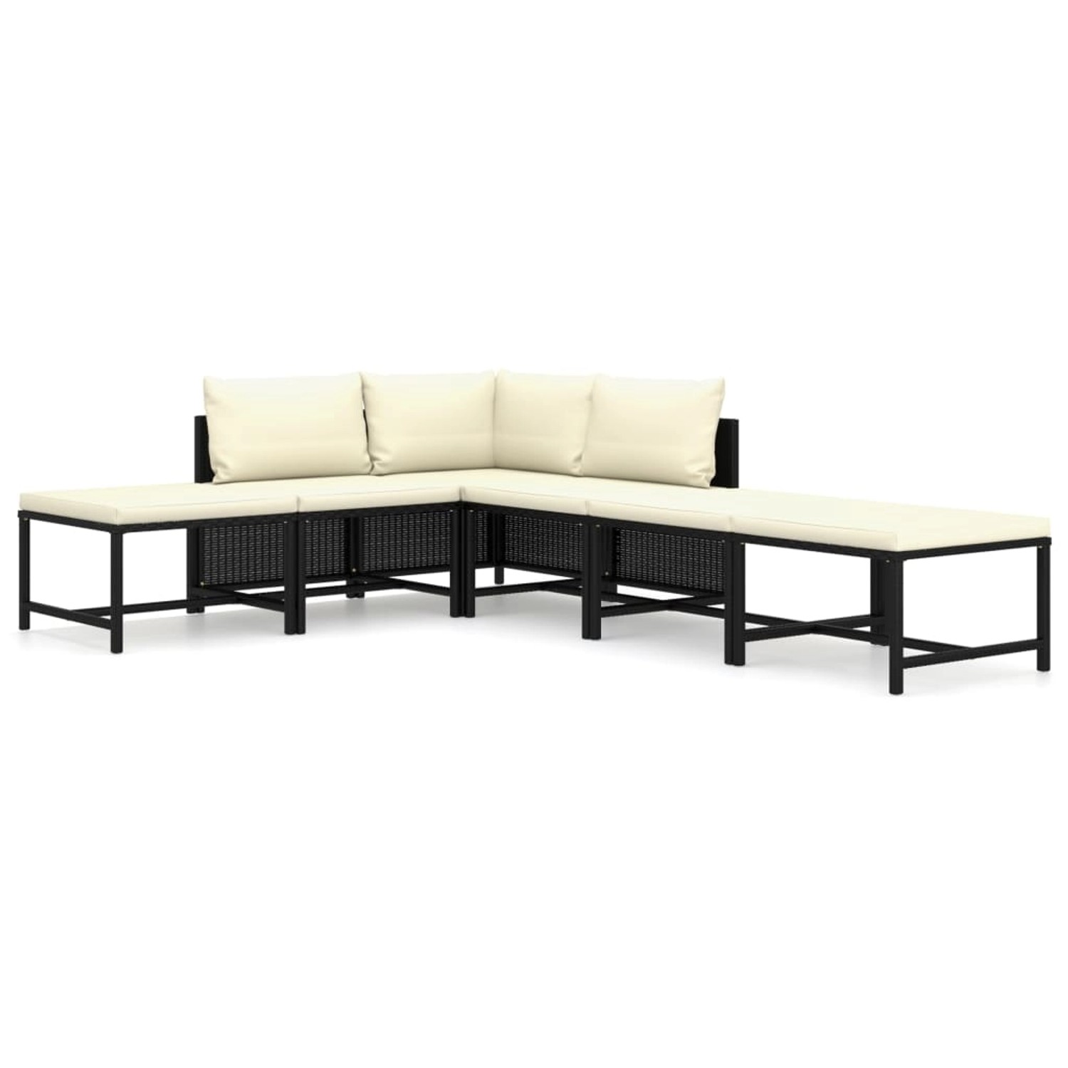 vidaXL 6-tlg Garten-Lounge-Set mit Kissen Poly Rattan Schwarz Modell 7 vidaXL 6-tlg Garten-Lounge-Set mit Kissen Poly Rattan Schwarz Modell 7 von VIDAXL