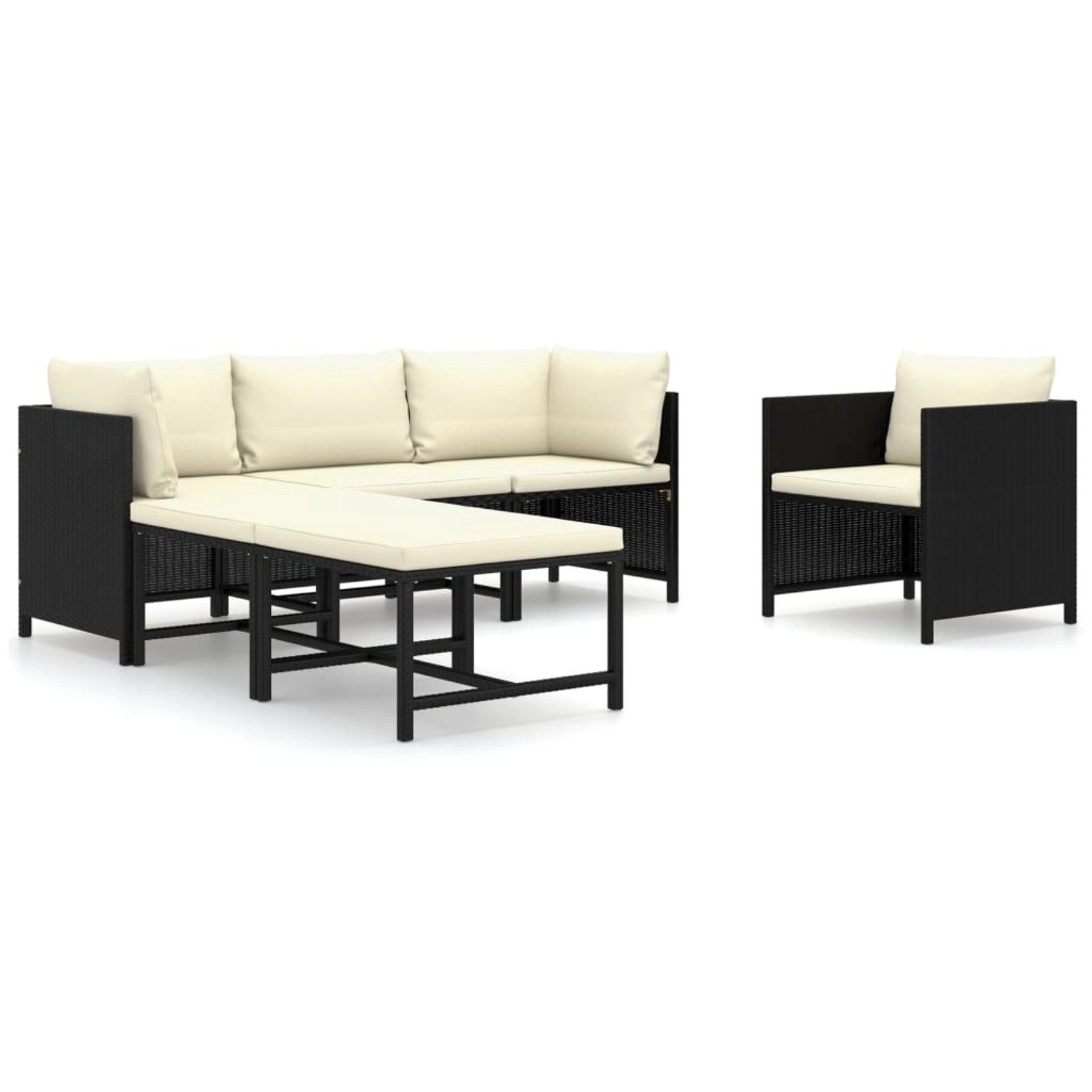 vidaXL 6-tlg Garten-Lounge-Set mit Kissen Poly Rattan Schwarz Modell 8 vidaXL 6-tlg Garten-Lounge-Set mit Kissen Poly Rattan Schwarz Modell 8 von VIDAXL