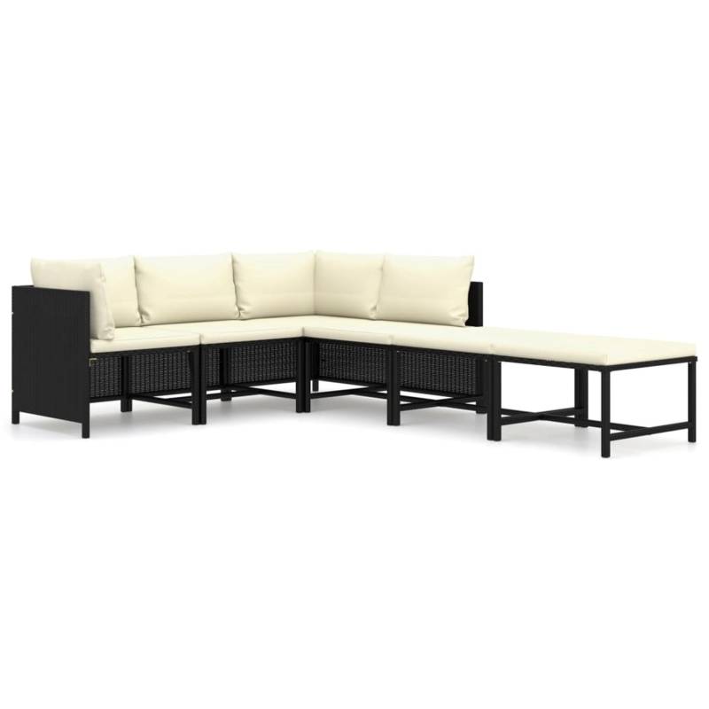 vidaXL 6-tlg Garten-Lounge-Set mit Kissen Poly Rattan Schwarz Modell 9 von VIDAXL