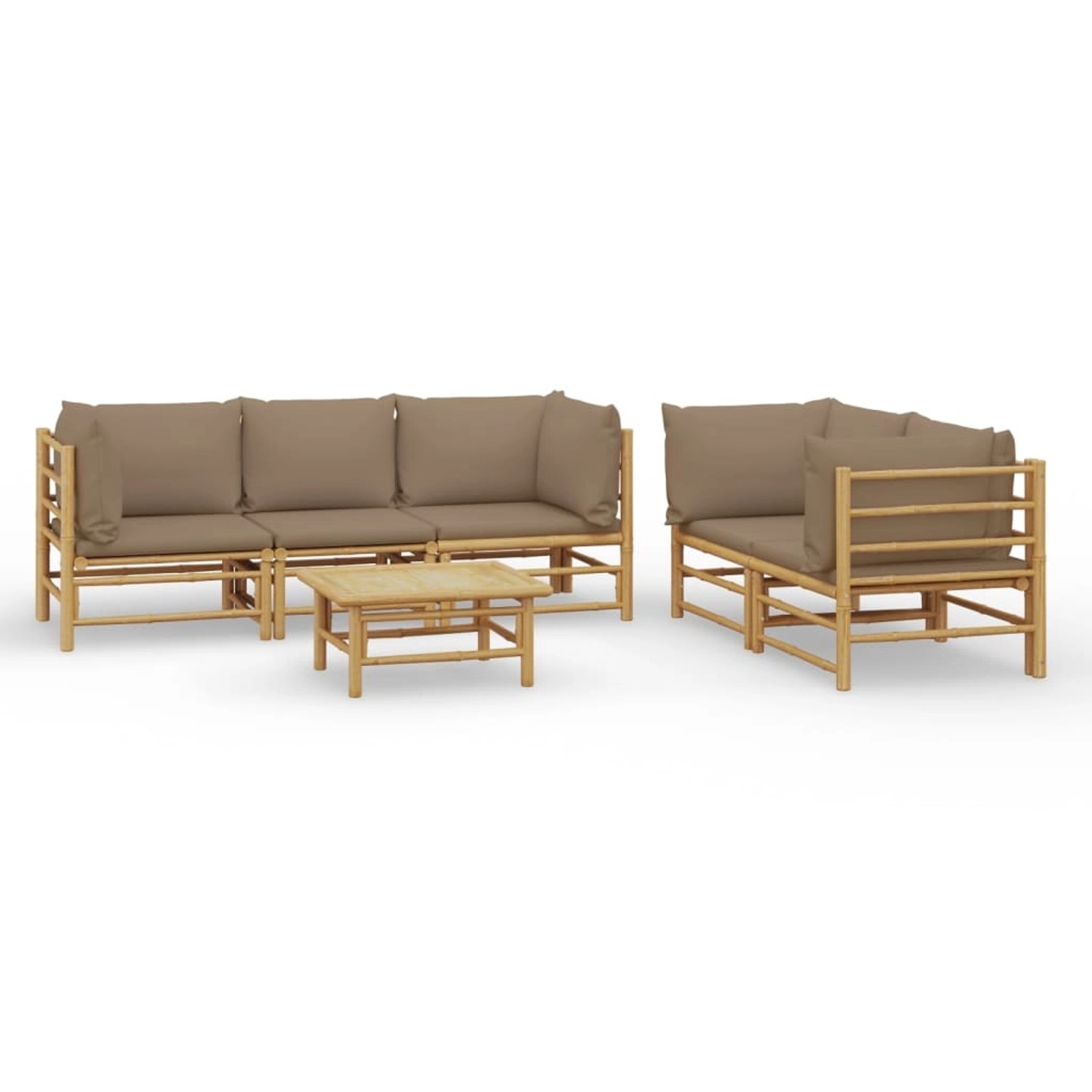 vidaXL 6-tlg Garten-Lounge-Set mit Kissen Taupe Bambus Modell 6 von VIDAXL