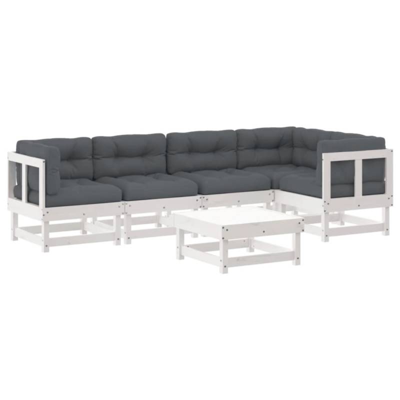 vidaXL 6-tlg Garten-Lounge-Set mit Kissen Weiß Kiefernholz Modell 11 von VIDAXL