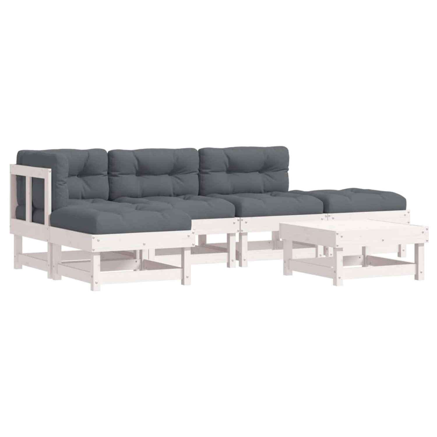 vidaXL 6-tlg Garten-Lounge-Set mit Kissen Weiß Kiefernholz Modell 12 vidaXL 6-tlg Garten-Lounge-Set mit Kissen Weiß Kiefernholz Modell 12 von VIDAXL