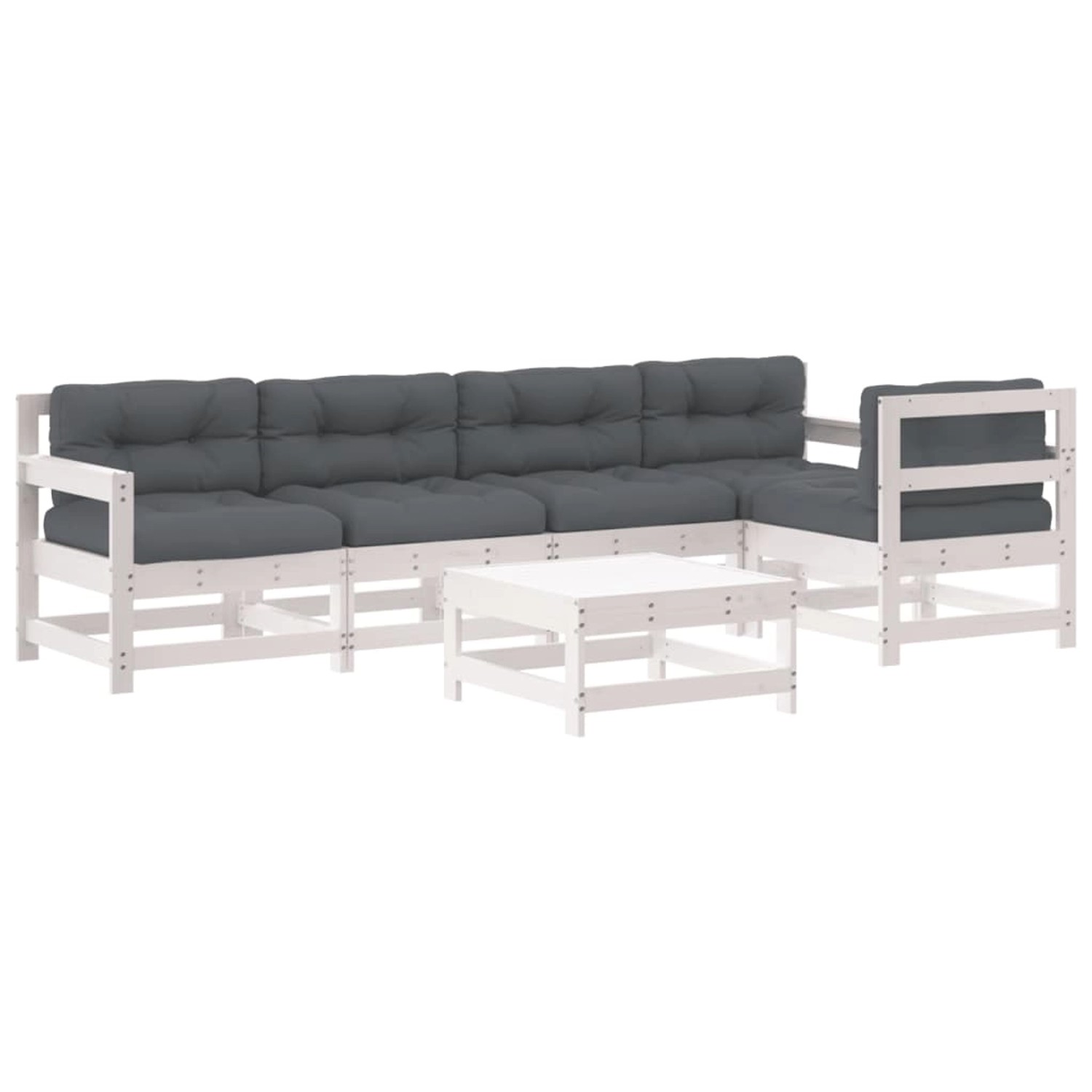 vidaXL 6-tlg Garten-Lounge-Set mit Kissen Weiß Kiefernholz Modell 15 vidaXL 6-tlg Garten-Lounge-Set mit Kissen Weiß Kiefernholz Modell 15 von VIDAXL