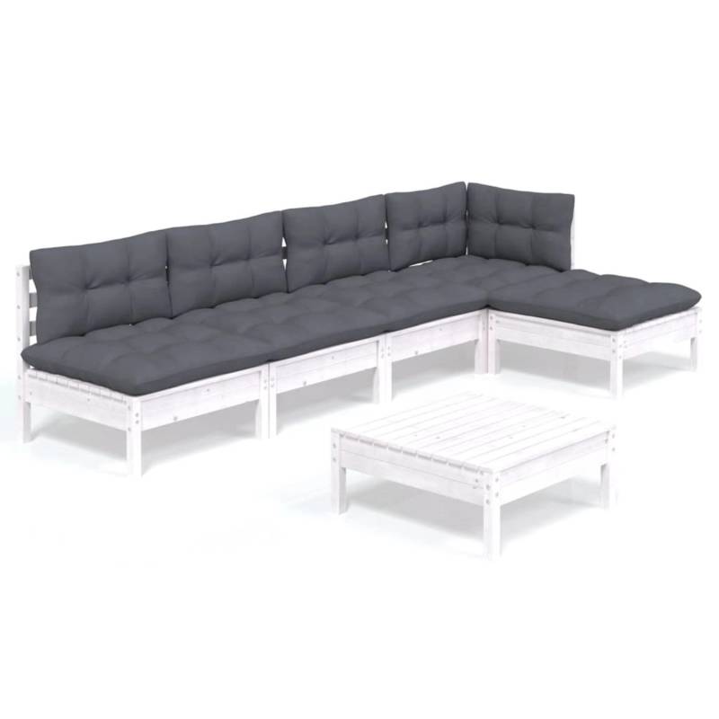 vidaXL 6-tlg Garten-Lounge-Set mit Kissen Weiß Kiefernholz Modell 2 von VIDAXL