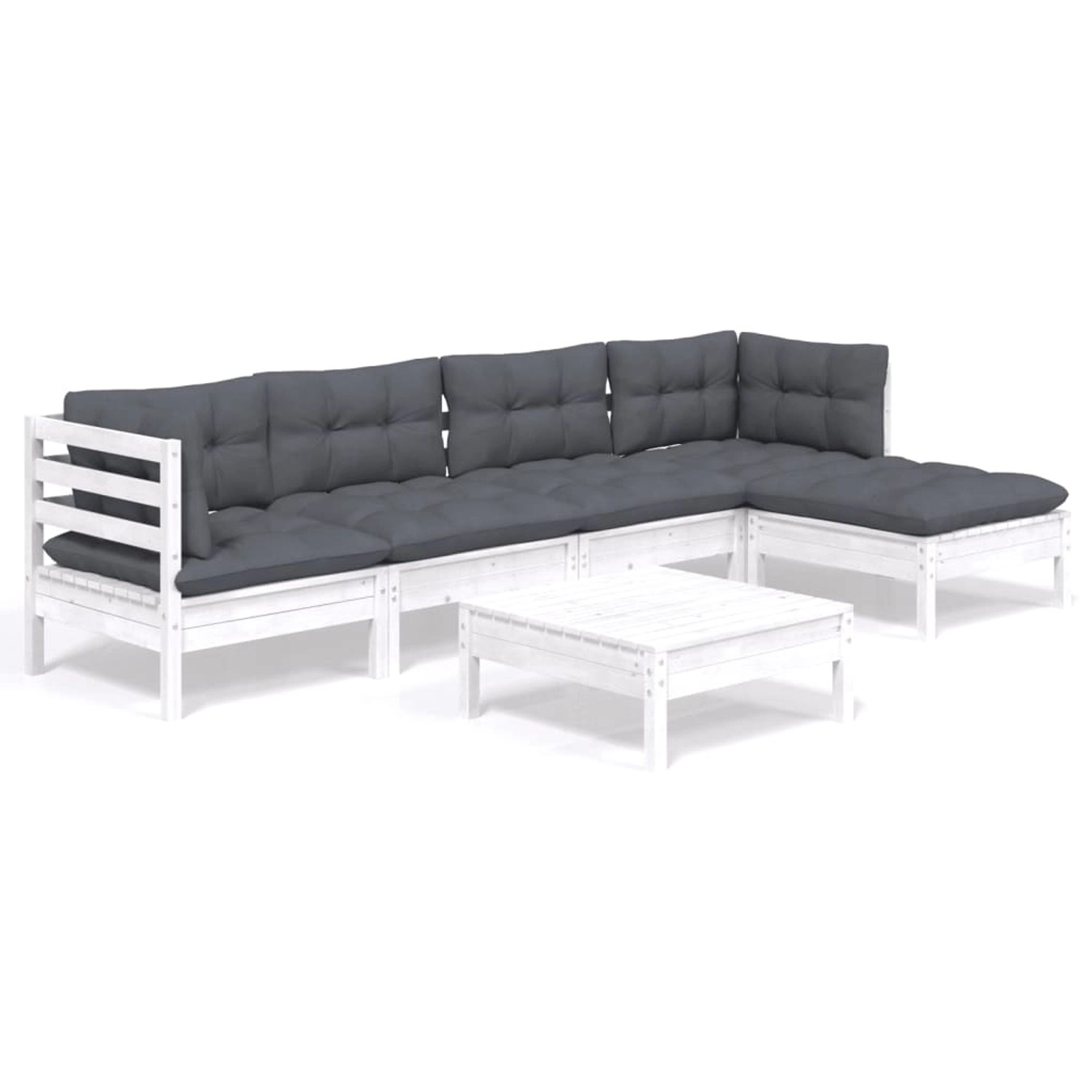 vidaXL 6-tlg Garten-Lounge-Set mit Kissen Weiß Kiefernholz Modell 3 vidaXL 6-tlg Garten-Lounge-Set mit Kissen Weiß Kiefernholz Modell 3 von VIDAXL