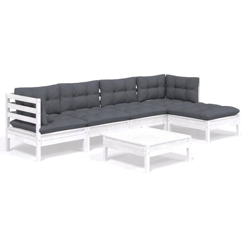 vidaXL 6-tlg Garten-Lounge-Set mit Kissen Weiß Kiefernholz Modell 3 von VIDAXL