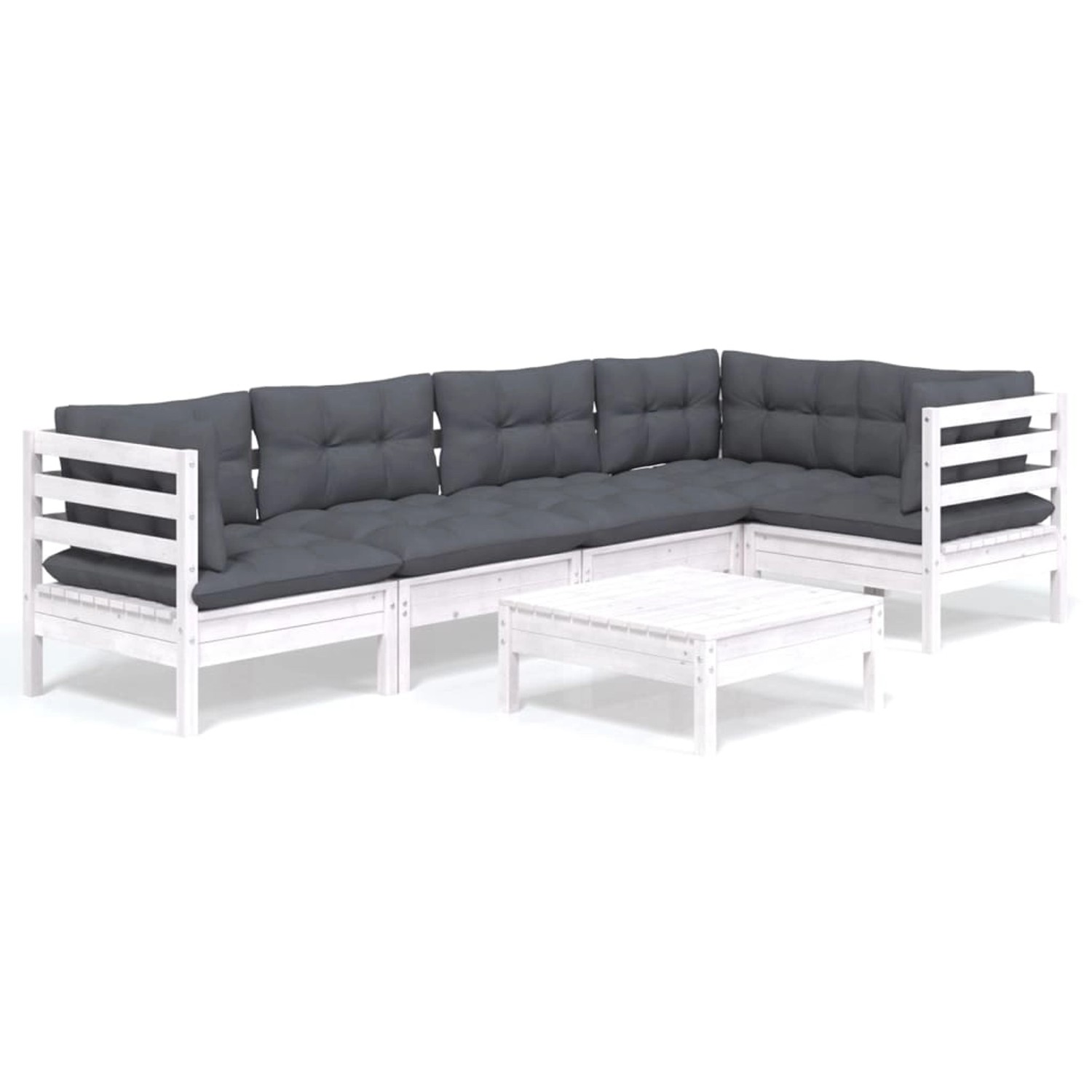 vidaXL 6-tlg Garten-Lounge-Set mit Kissen Weiß Kiefernholz Modell 4 vidaXL 6-tlg Garten-Lounge-Set mit Kissen Weiß Kiefernholz Modell 4 von VIDAXL