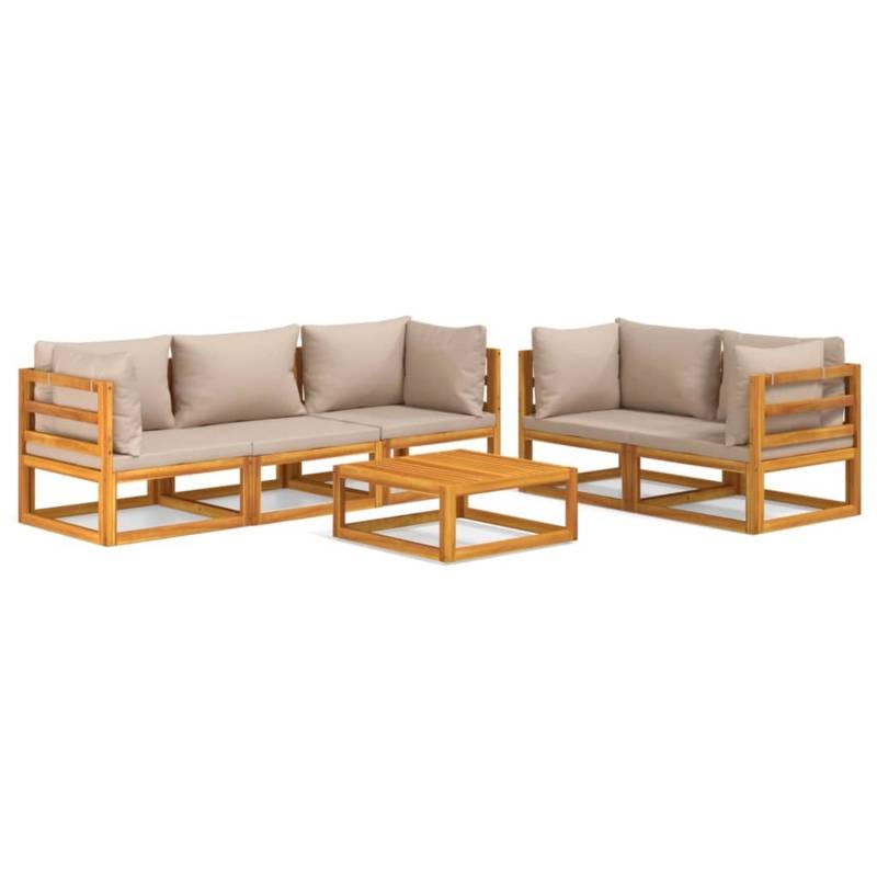 vidaXL 6-tlg Garten-Lounge-Set mit Taupe Kissen Massivholz Modell 3 von VIDAXL