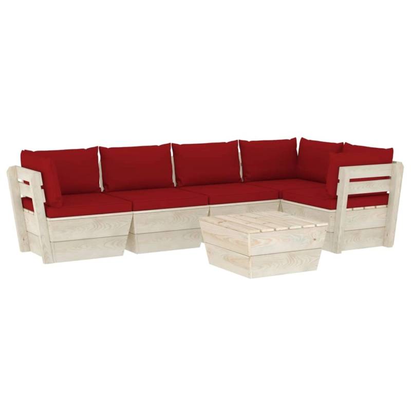 vidaXL 6-tlg Garten-Sofagarnitur aus Paletten mit Kissen Fichtenholz Modell 82 von VIDAXL