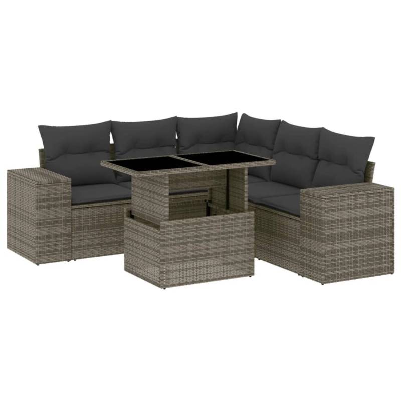 vidaXL 6-tlg Garten-Sofagarnitur mit Kissen Grau Poly Rattan Modell 175 von VIDAXL