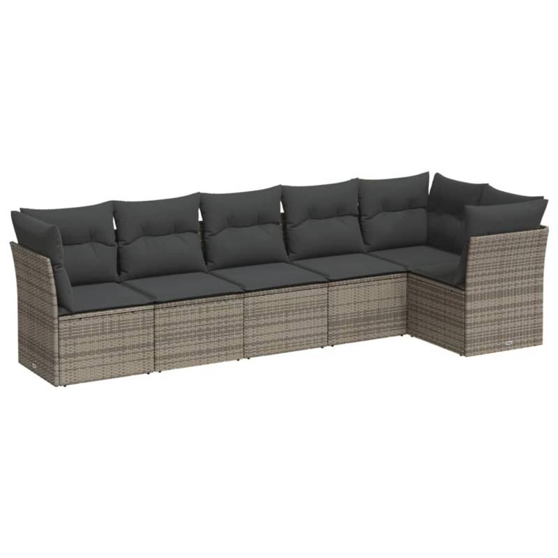 vidaXL 6-tlg Garten-Sofagarnitur mit Kissen Grau Poly Rattan Modell 19 von VIDAXL