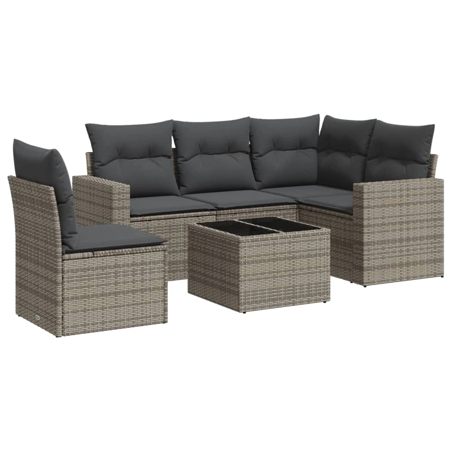 vidaXL 6-tlg Garten-Sofagarnitur mit Kissen Grau Poly Rattan Modell 2 vidaXL 6-tlg Garten-Sofagarnitur mit Kissen Grau Poly Rattan Modell 2 von VIDAXL