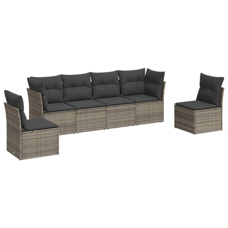 vidaXL 6-tlg Garten-Sofagarnitur mit Kissen Grau Poly Rattan Modell 4 von VIDAXL