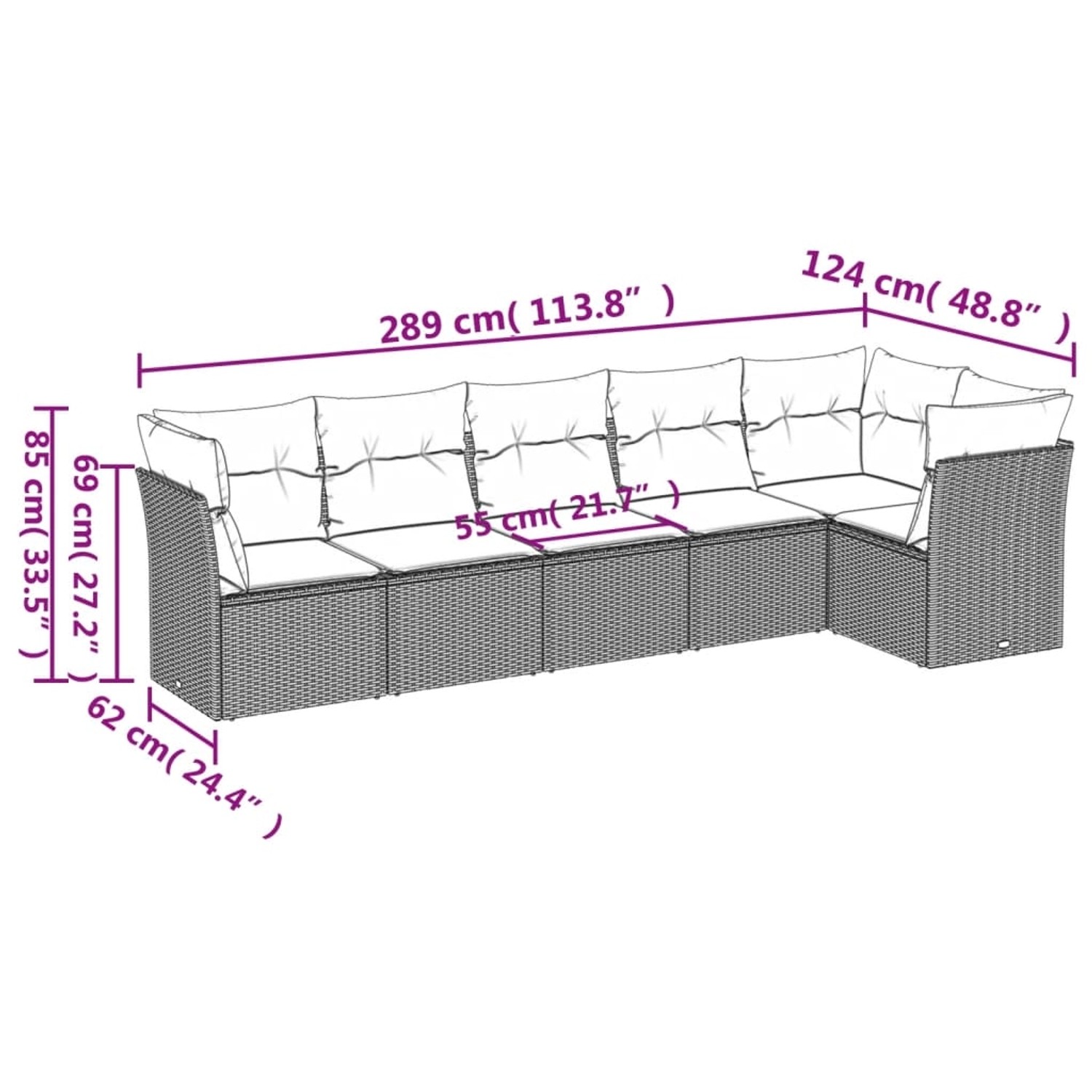 vidaXL 6-tlg Garten-Sofagarnitur mit Kissen Grau Poly Rattan Modell 52 vidaXL 6-tlg Garten-Sofagarnitur mit Kissen Grau Poly Rattan Modell 52 von VIDAXL