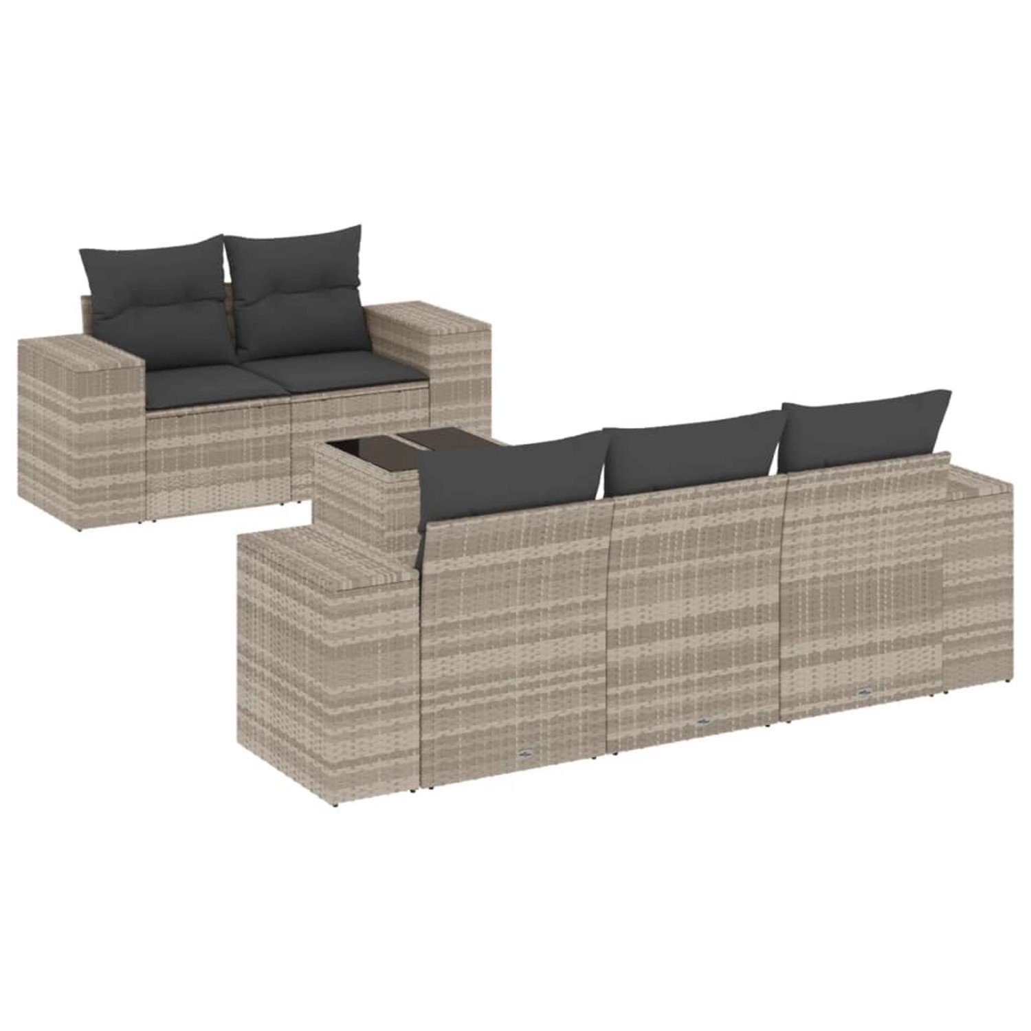 vidaXL 6-tlg Garten-Sofagarnitur mit Kissen Hellgrau Poly Rattan Modell 10 vidaXL 6-tlg Garten-Sofagarnitur mit Kissen Hellgrau Poly Rattan Modell 10 von VIDAXL