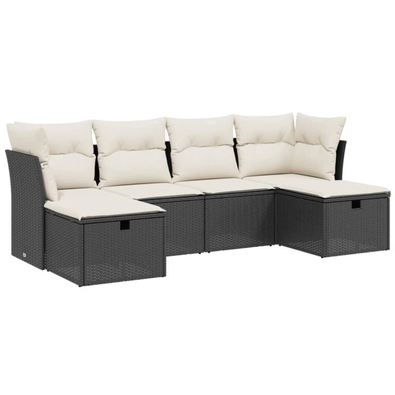 vidaXL 6-tlg Garten-Sofagarnitur mit Kissen Schwarz Poly Rattan Modell 185 von VIDAXL