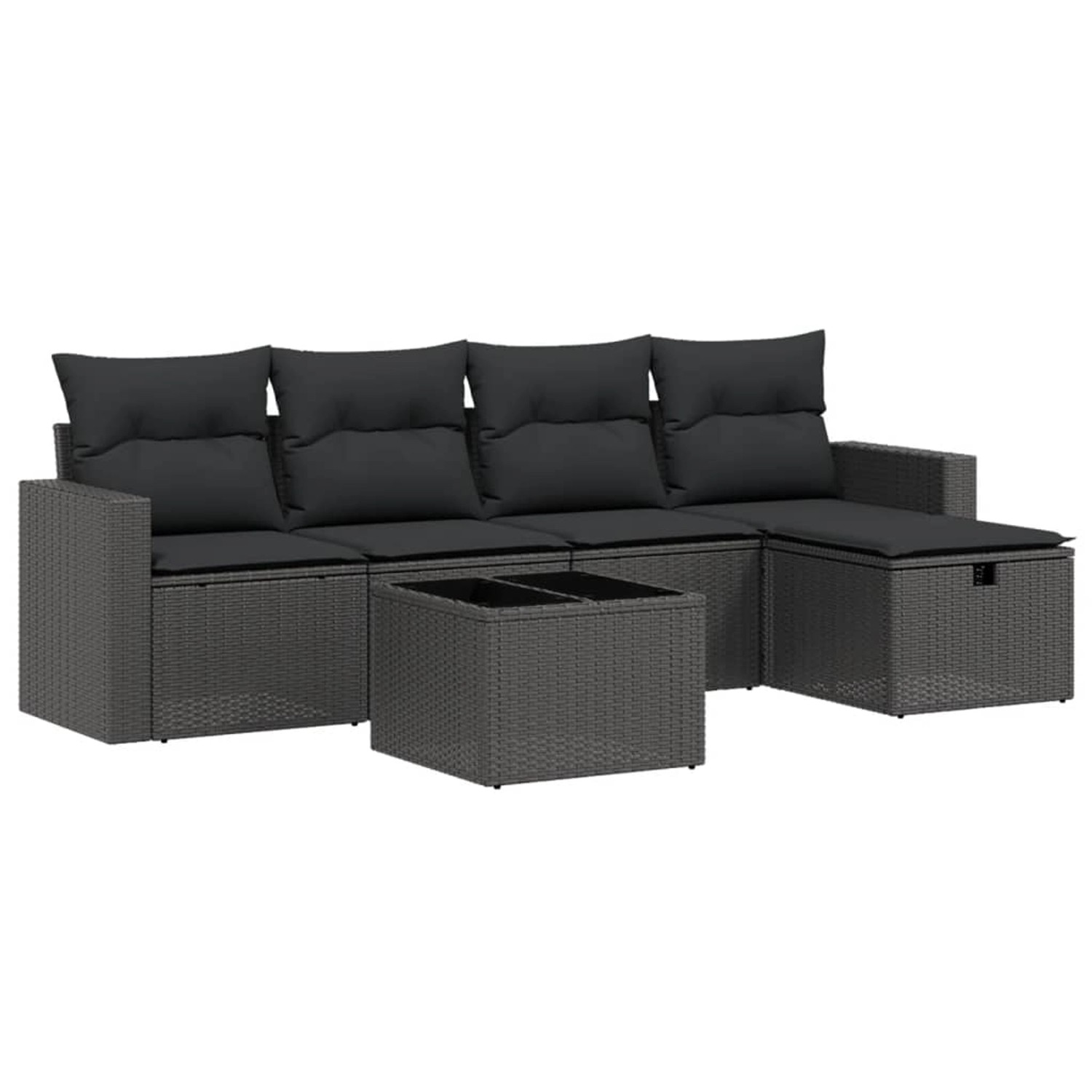 vidaXL 6-tlg Garten-Sofagarnitur mit Kissen Schwarz Poly Rattan Modell 186 vidaXL 6-tlg Garten-Sofagarnitur mit Kissen Schwarz Poly Rattan Modell 186 von VIDAXL