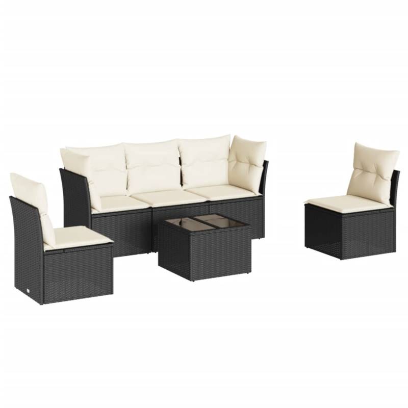 vidaXL 6-tlg Garten-Sofagarnitur mit Kissen Schwarz Poly Rattan Modell 21 von VIDAXL
