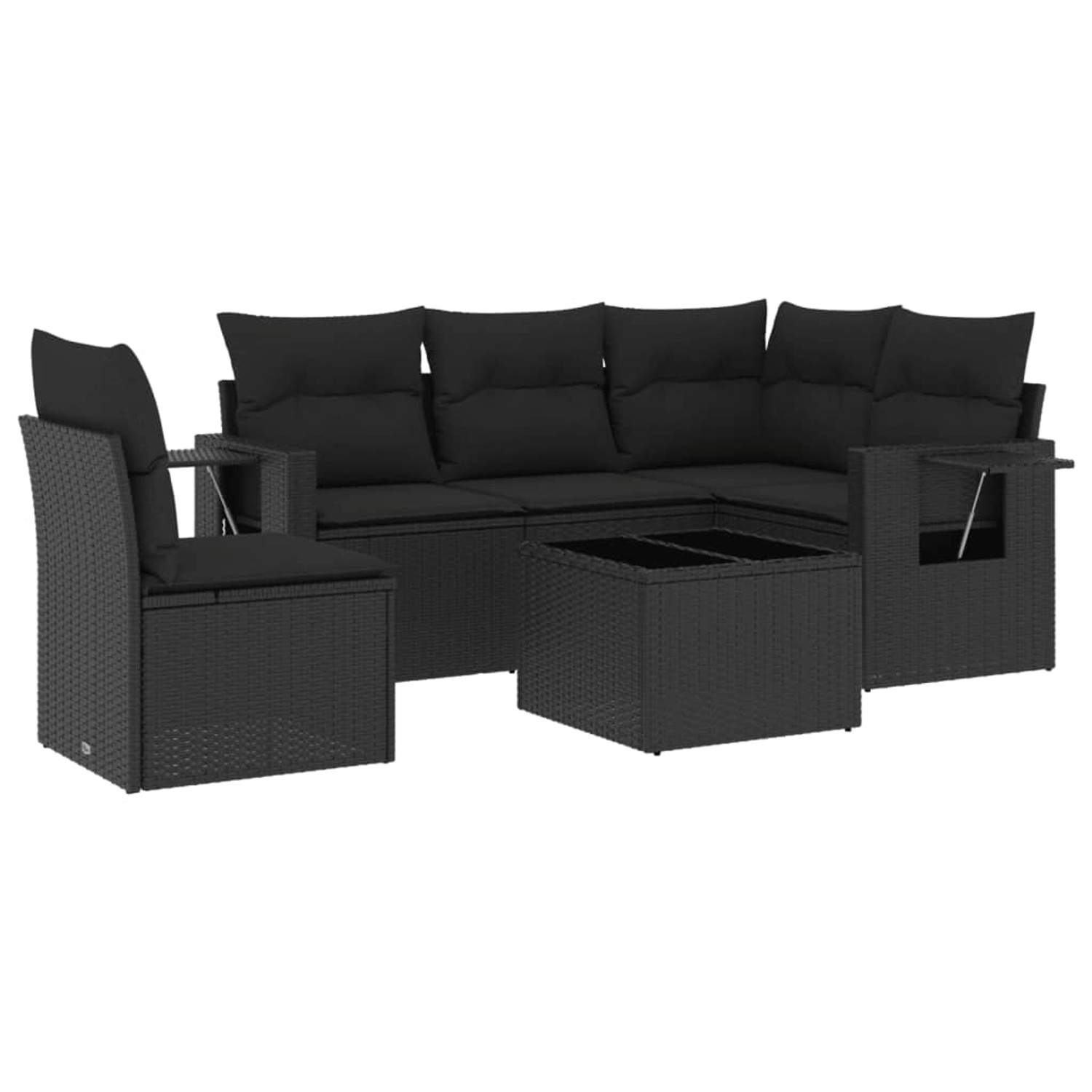 vidaXL 6-tlg Garten-Sofagarnitur mit Kissen Schwarz Poly Rattan Modell 220 vidaXL 6-tlg Garten-Sofagarnitur mit Kissen Schwarz Poly Rattan Modell 220 von VIDAXL