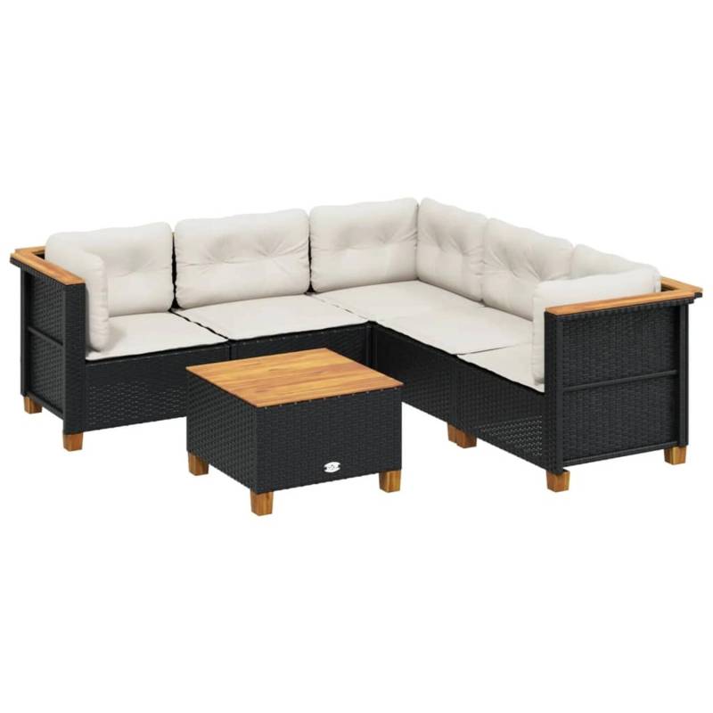 vidaXL 6-tlg Garten-Sofagarnitur mit Kissen Schwarz Poly Rattan Modell 249 von VIDAXL