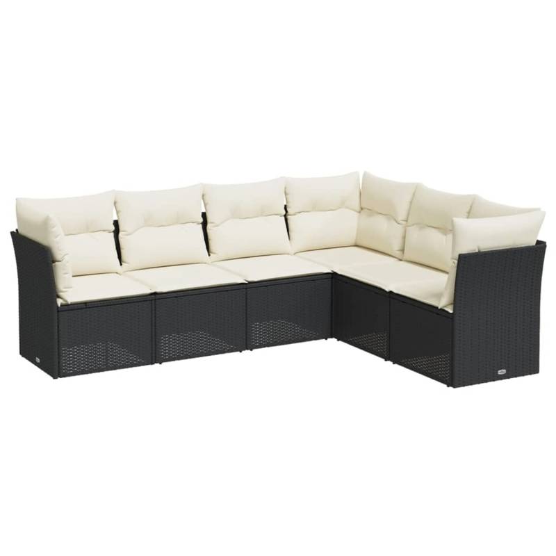 vidaXL 6-tlg Garten-Sofagarnitur mit Kissen Schwarz Poly Rattan Modell 36 von VIDAXL