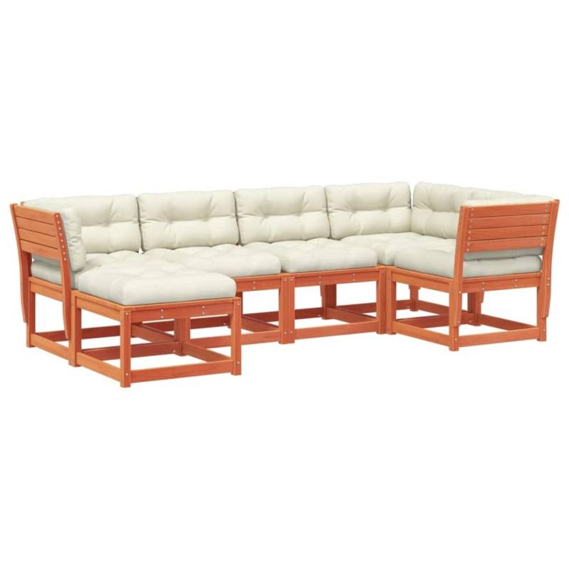 vidaXL 6-tlg Garten-Sofagarnitur mit Kissen Wachsbraun Kiefernholz Modell 1 von VIDAXL