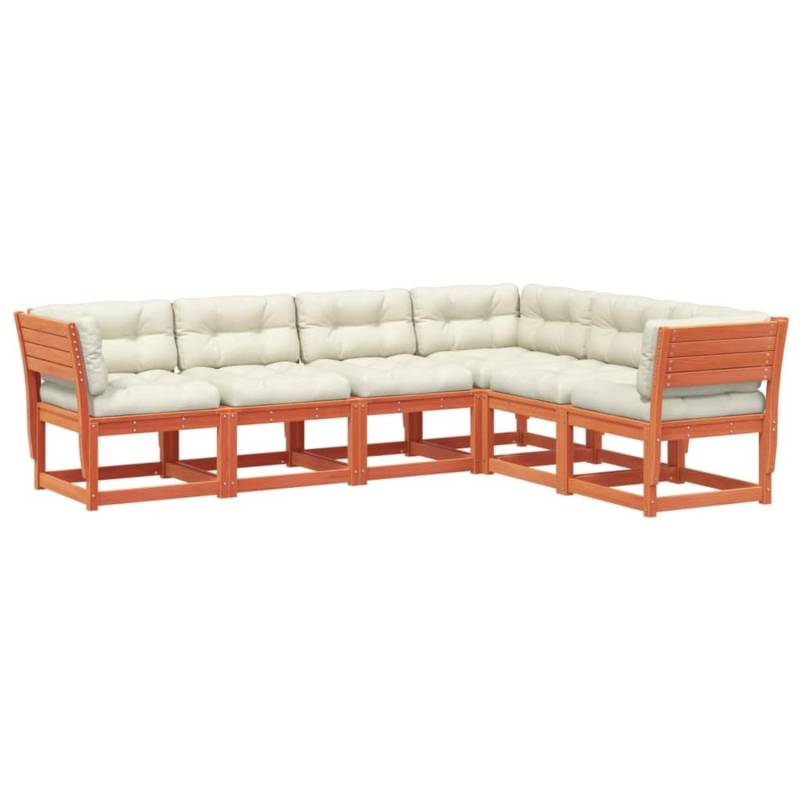 vidaXL 6-tlg Garten-Sofagarnitur mit Kissen Wachsbraun Kiefernholz Modell 3 von VIDAXL
