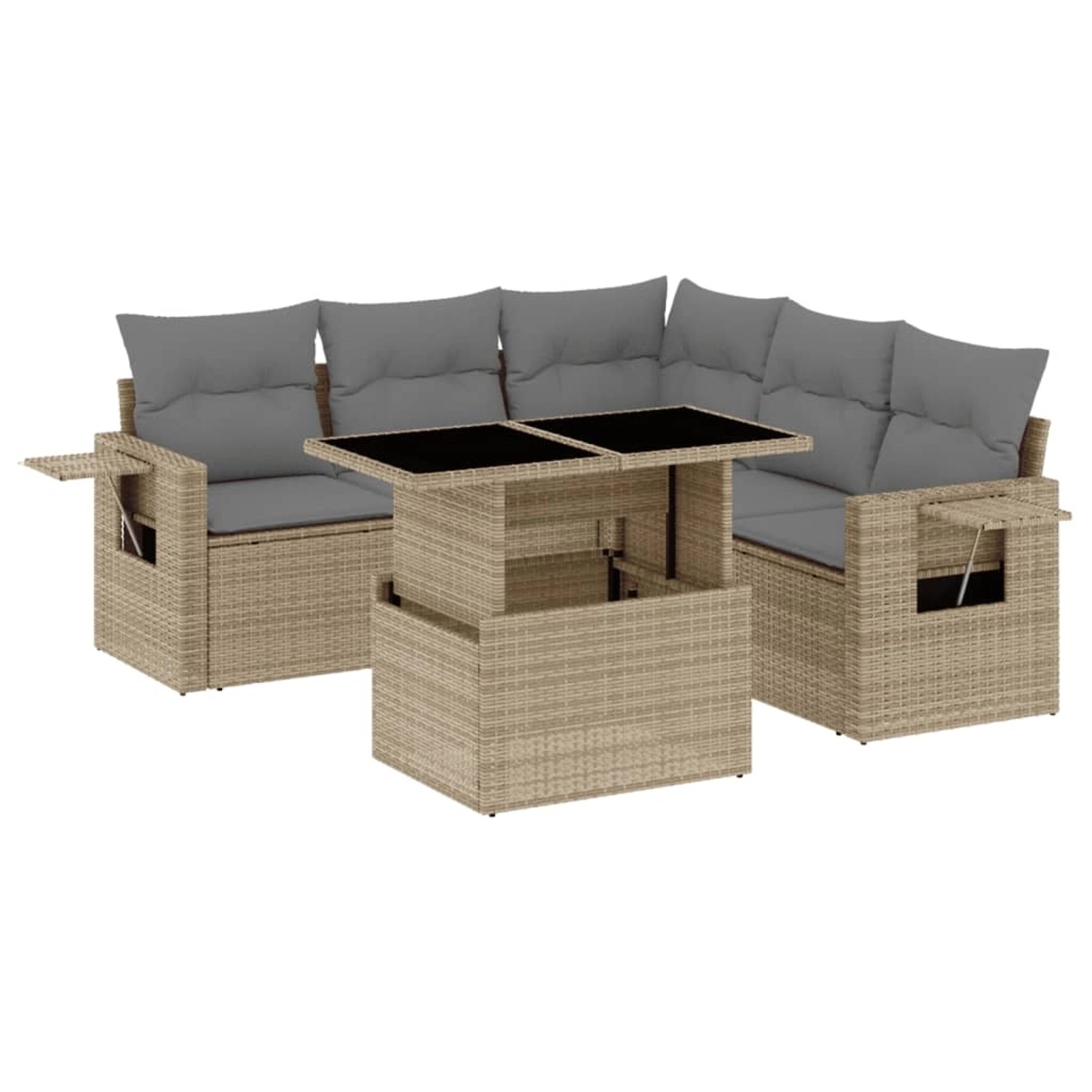 vidaXL 6-tlg. Garten-Sofagarnitur mit Kissen Beige Poly Rattan vidaXL 6-tlg. Garten-Sofagarnitur mit Kissen Beige Poly Rattan von VIDAXL