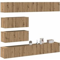 vidaXL 6-tlg. TV-Schrank-Set Wandmontage Artisan-Eiche Holzwerkstoff von VIDAXL