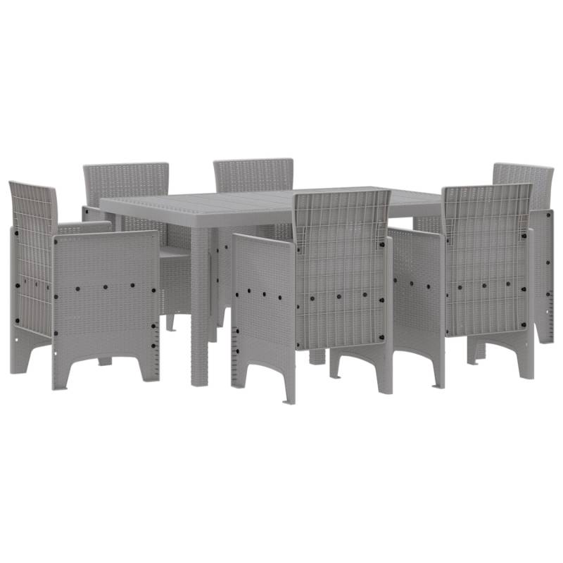 vidaXL 7-Teilige Garten Essgruppe Hellgrau Poly Rattan 3378567 von VIDAXL