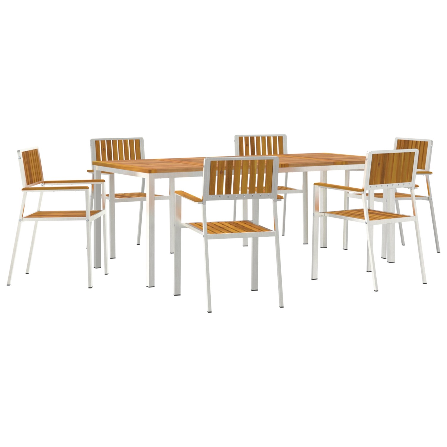 vidaXL 7-Teilige Garten Essgruppe aus Massivem Akazienholz 3334795 von VIDAXL