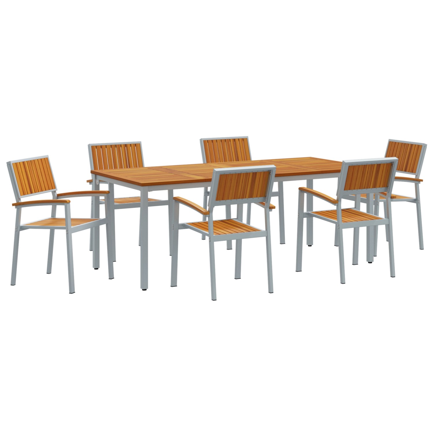 vidaXL 7-Teilige Garten-Essgruppe aus Massivem Akazienholz und Metall 3284427 vidaXL 7-Teilige Garten-Essgruppe aus Massivem Akazienholz und Metall 3284427 von VIDAXL