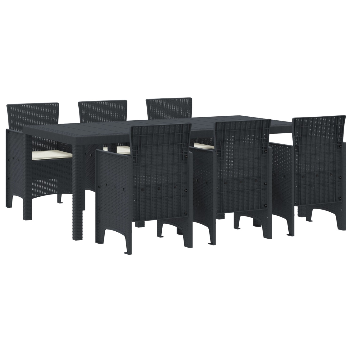 vidaXL 7-Teilige Garten Essgruppe mit Kissen Anthrazit Poly Rattan 3378716 vidaXL 7-Teilige Garten Essgruppe mit Kissen Anthrazit Poly Rattan 3378716 von VIDAXL