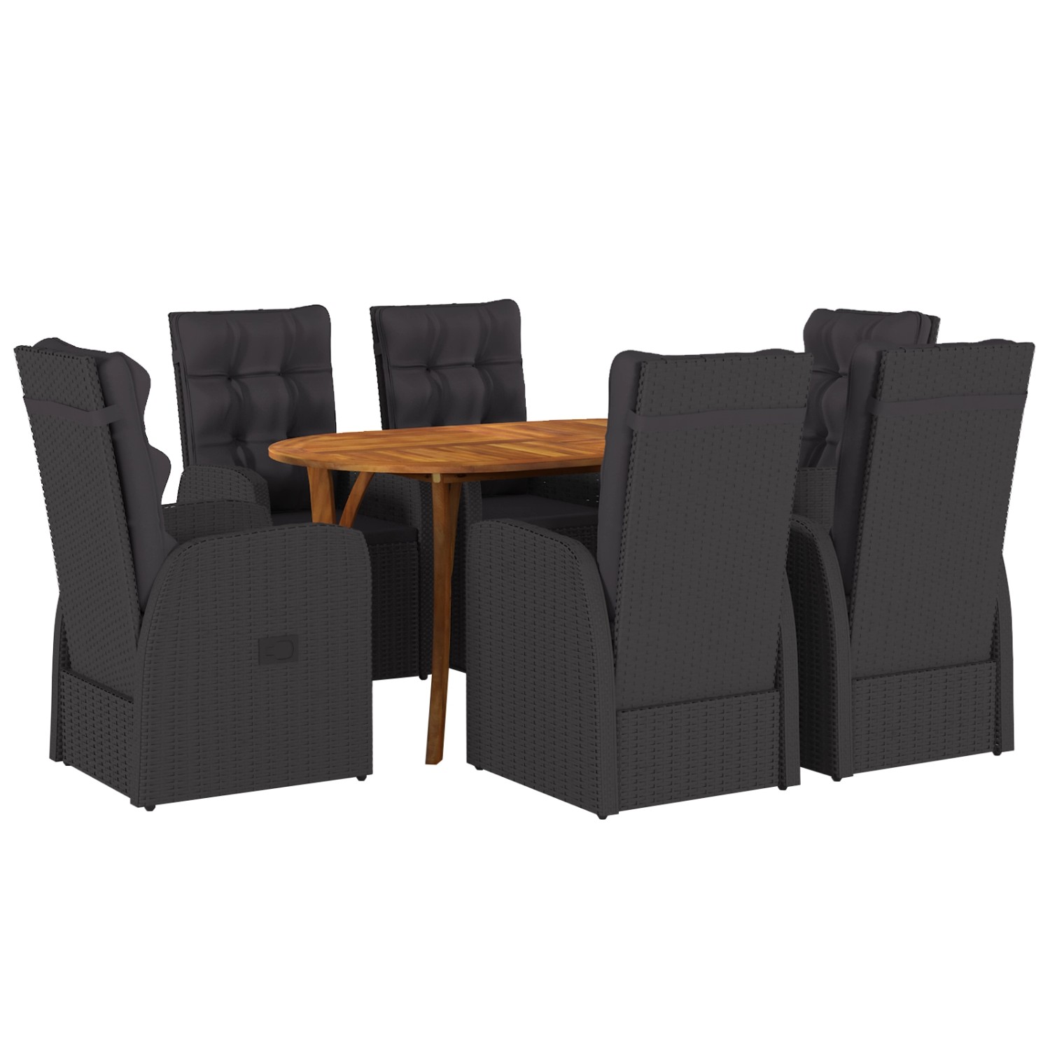 vidaXL 7-Teilige Garten-Essgruppe mit Kissen Schwarz Poly-Rattan Akazie 3172826 vidaXL 7-Teilige Garten-Essgruppe mit Kissen Schwarz Poly-Rattan Akazie 3172826 von VIDAXL