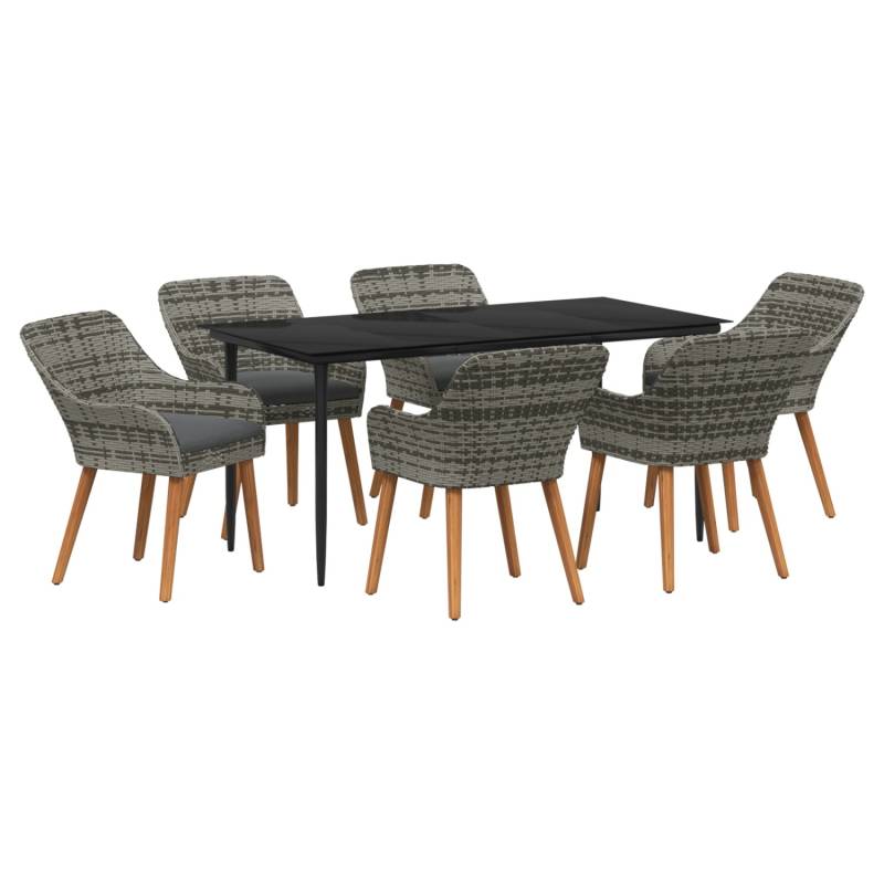 vidaXL 7-Teiliges Garten-Dining-Set Grau Poly Rattan 3261681 von VIDAXL