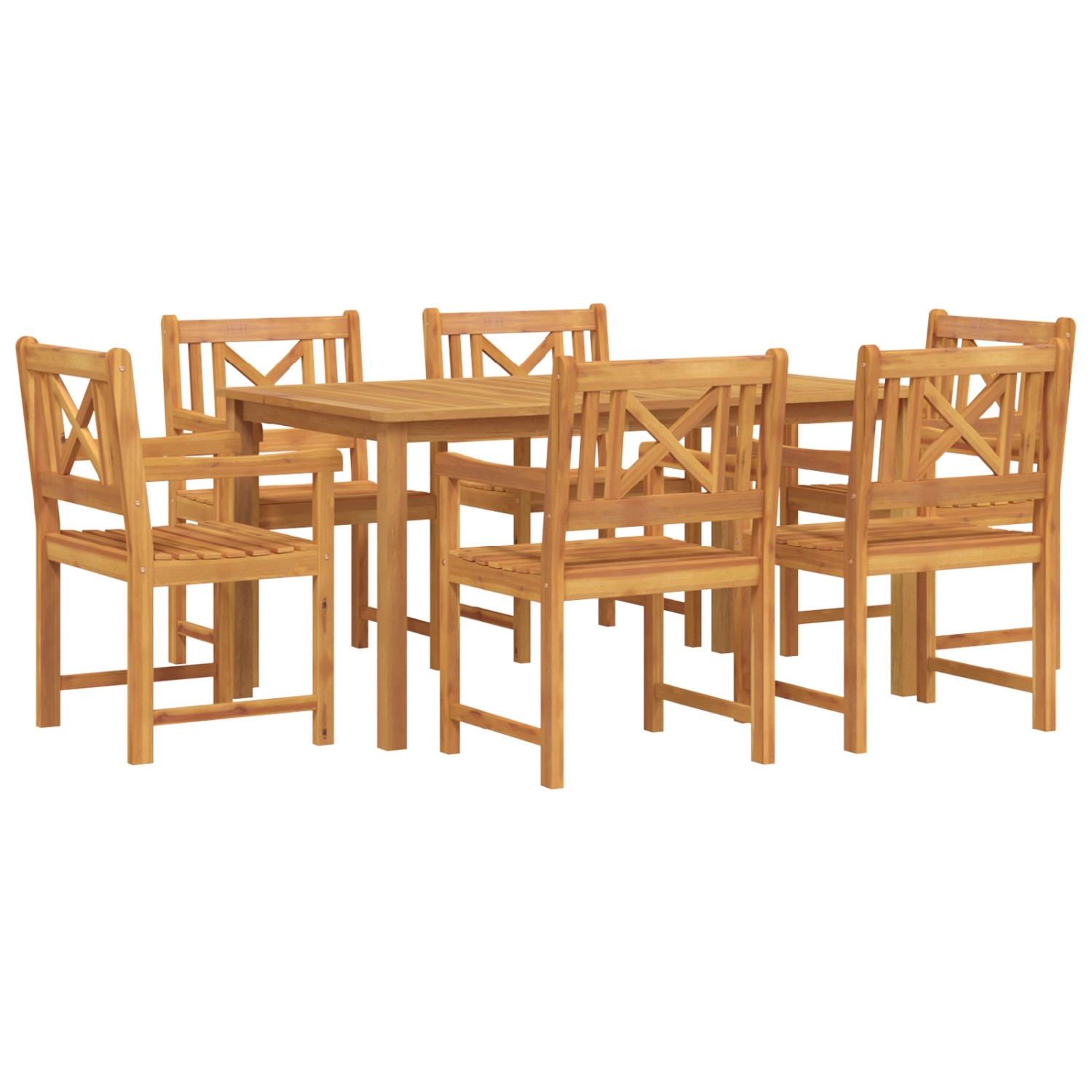 vidaXL 7-Teiliges Garten-Ess-Set aus Massivem Akazienholz 3375653 von VIDAXL