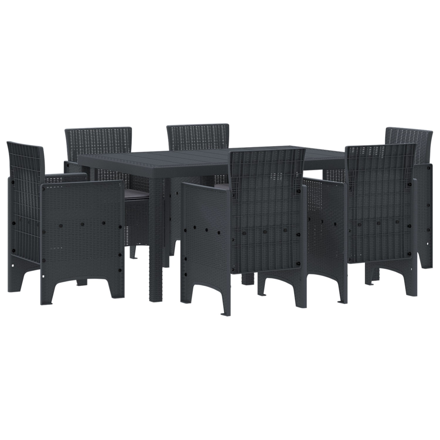 vidaXL 7-Teiliges Garten EssSet mit Kissen Anthrazit Poly-Rattan 3378555 vidaXL 7-Teiliges Garten EssSet mit Kissen Anthrazit Poly-Rattan 3378555 von VIDAXL