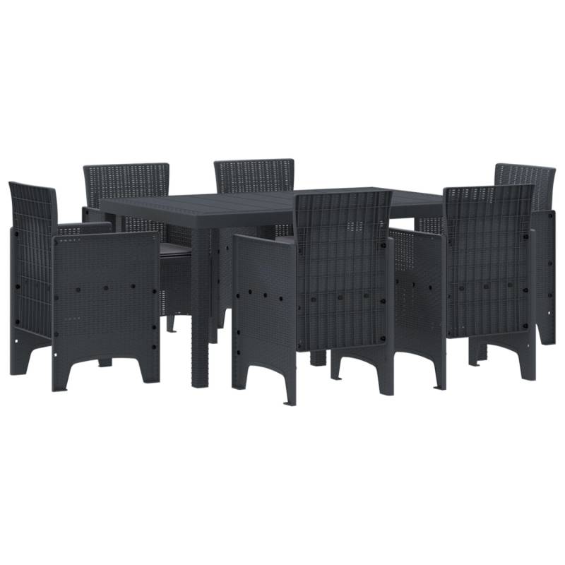 vidaXL 7-Teiliges Garten EssSet mit Kissen Anthrazit Poly-Rattan 3378555 von VIDAXL