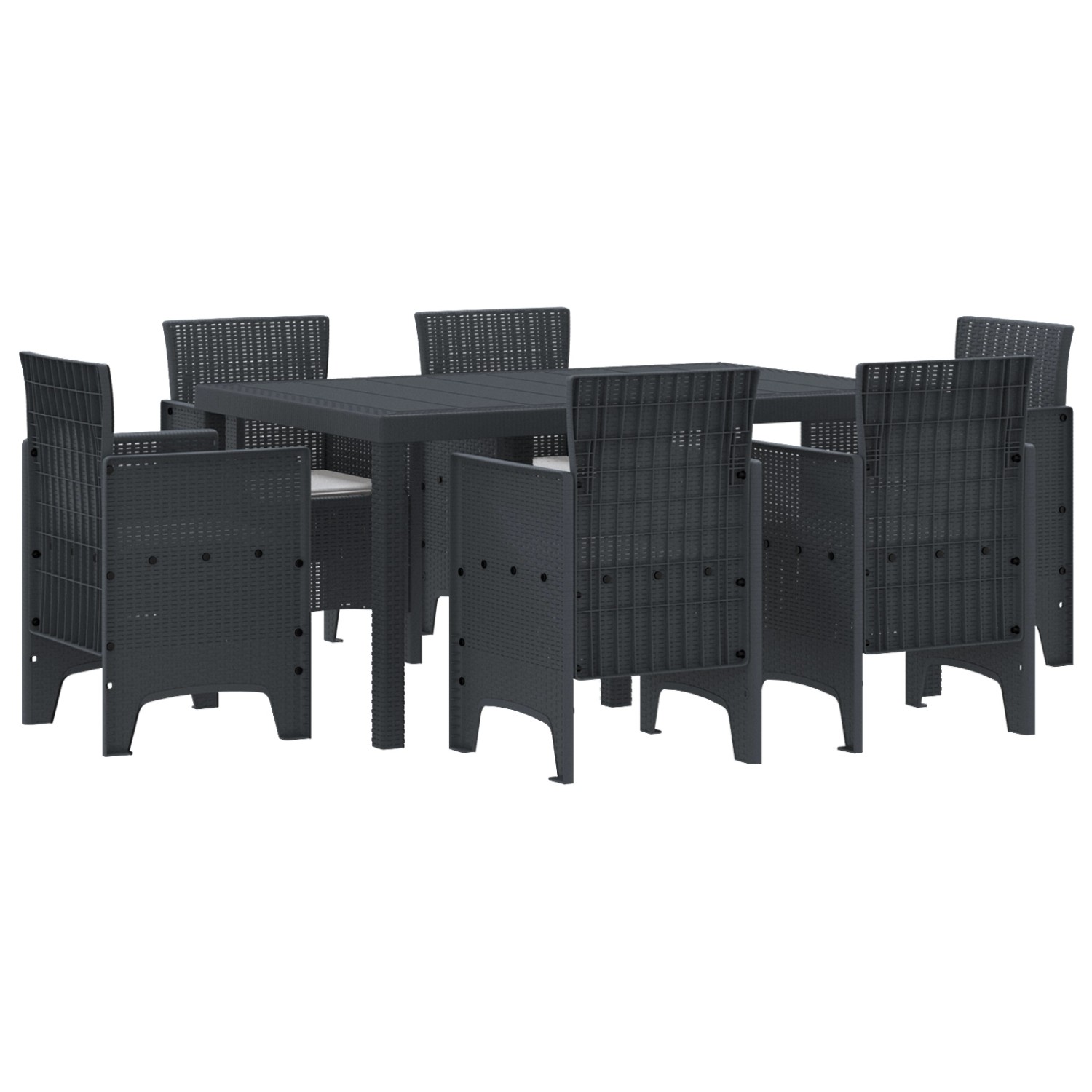vidaXL 7-Teiliges Garten-Essbereich mit Kissen Anthrazit Poly-Rattan 3378554 vidaXL 7-Teiliges Garten-Essbereich mit Kissen Anthrazit Poly-Rattan 3378554 von VIDAXL