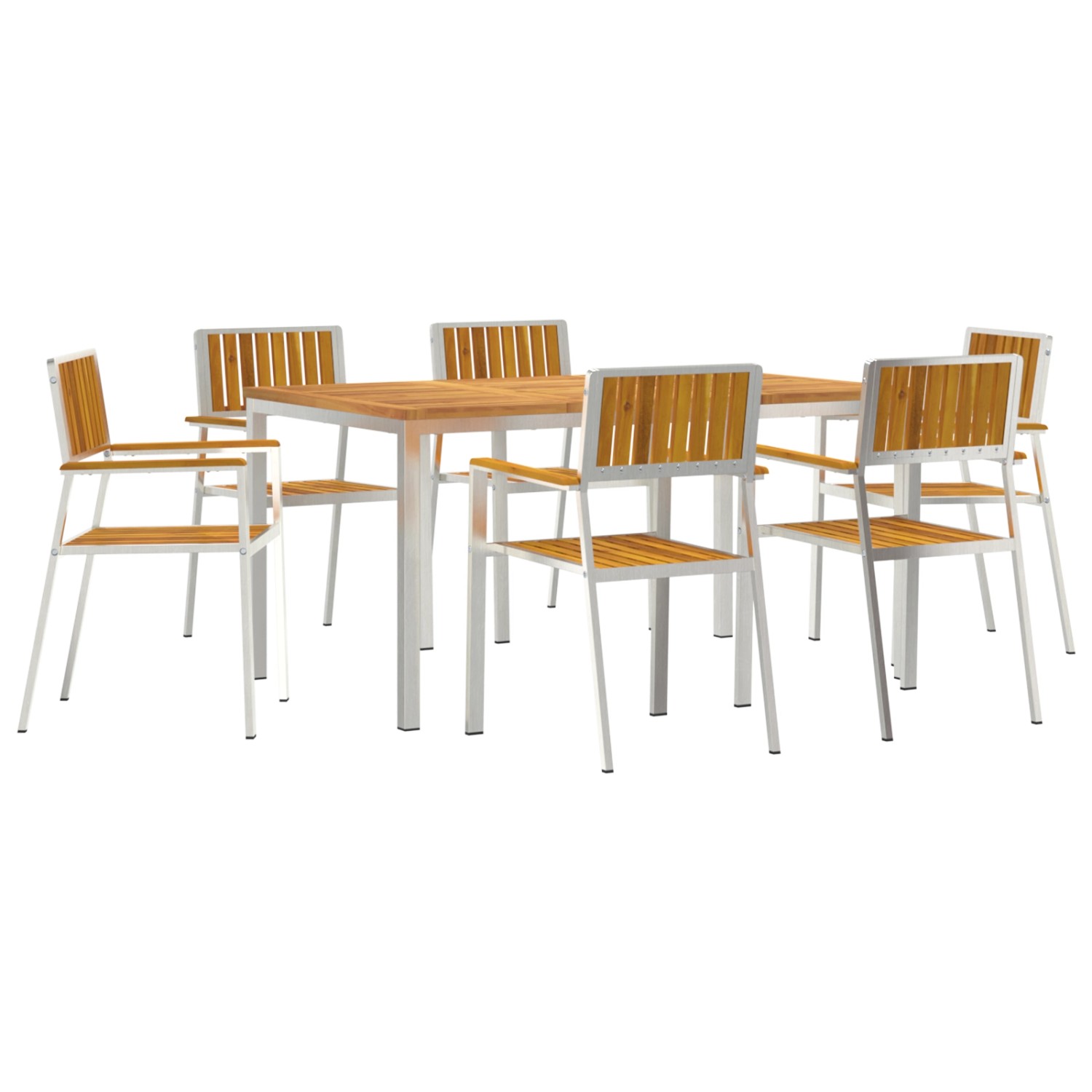 vidaXL 7-Teiliges Garten Essgruppe aus Massivem Akazienholz 3334792 von VIDAXL