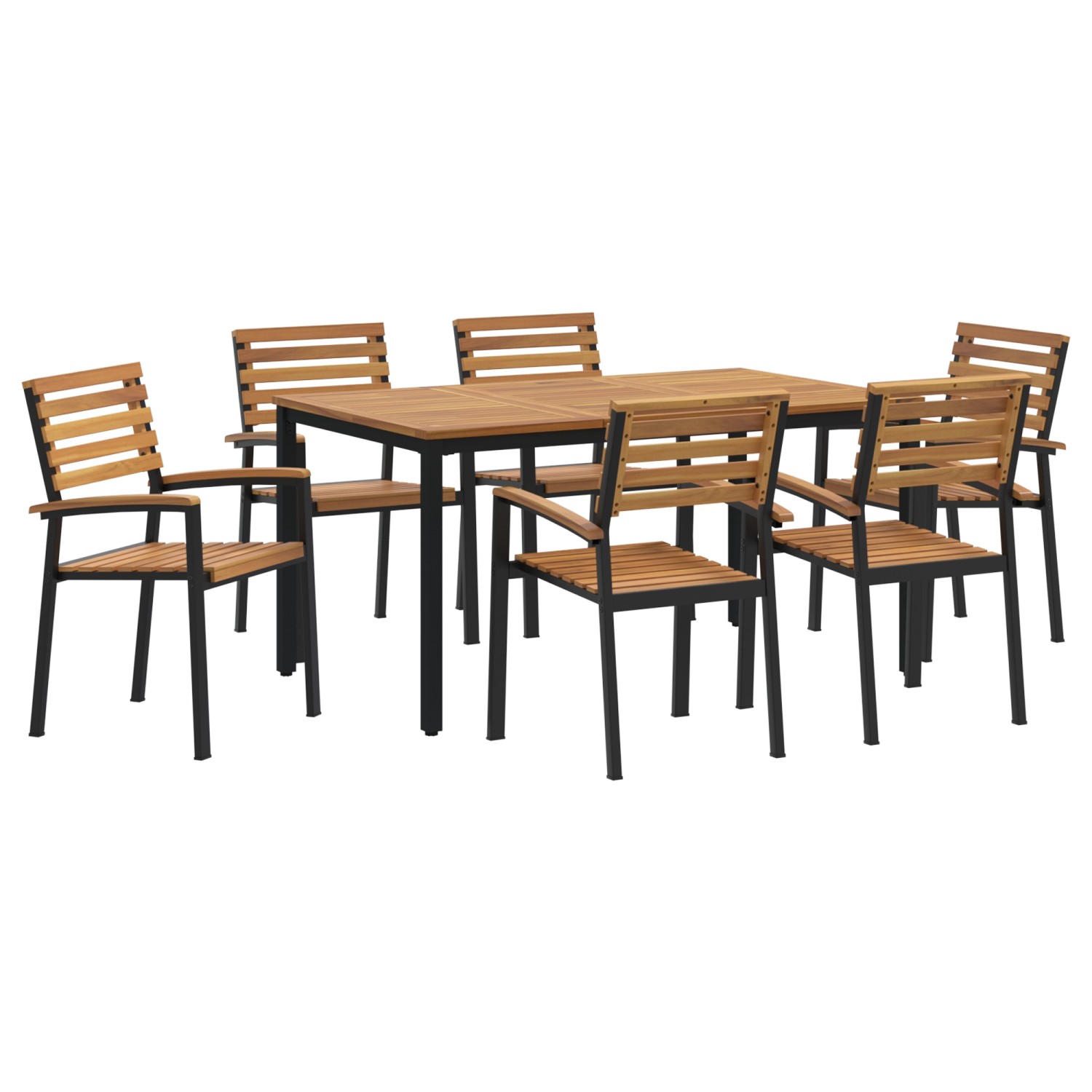 vidaXL 7-Teiliges Garten Essgruppe aus Massivem Akazienholz und Metall 3284400 vidaXL 7-Teiliges Garten Essgruppe aus Massivem Akazienholz und Metall 3284400 von VIDAXL