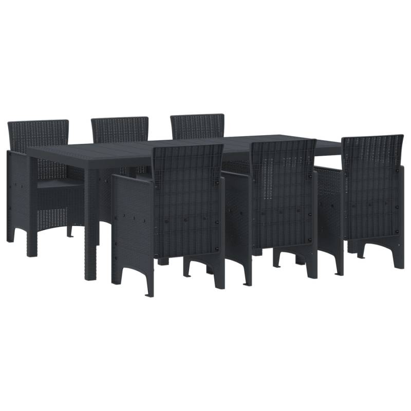 vidaXL 7-Teiliges Garten Essgruppen Set Anthrazit Poly Rattan 3378712 von VIDAXL
