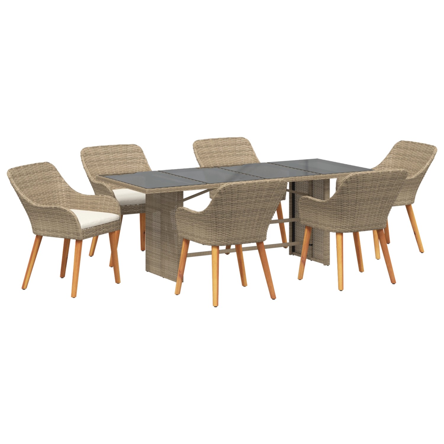 vidaXL 7-Teiliges Garten Essgruppen-Set Beiger Poly Rattan 3261629 vidaXL 7-Teiliges Garten Essgruppen-Set Beiger Poly Rattan 3261629 von VIDAXL